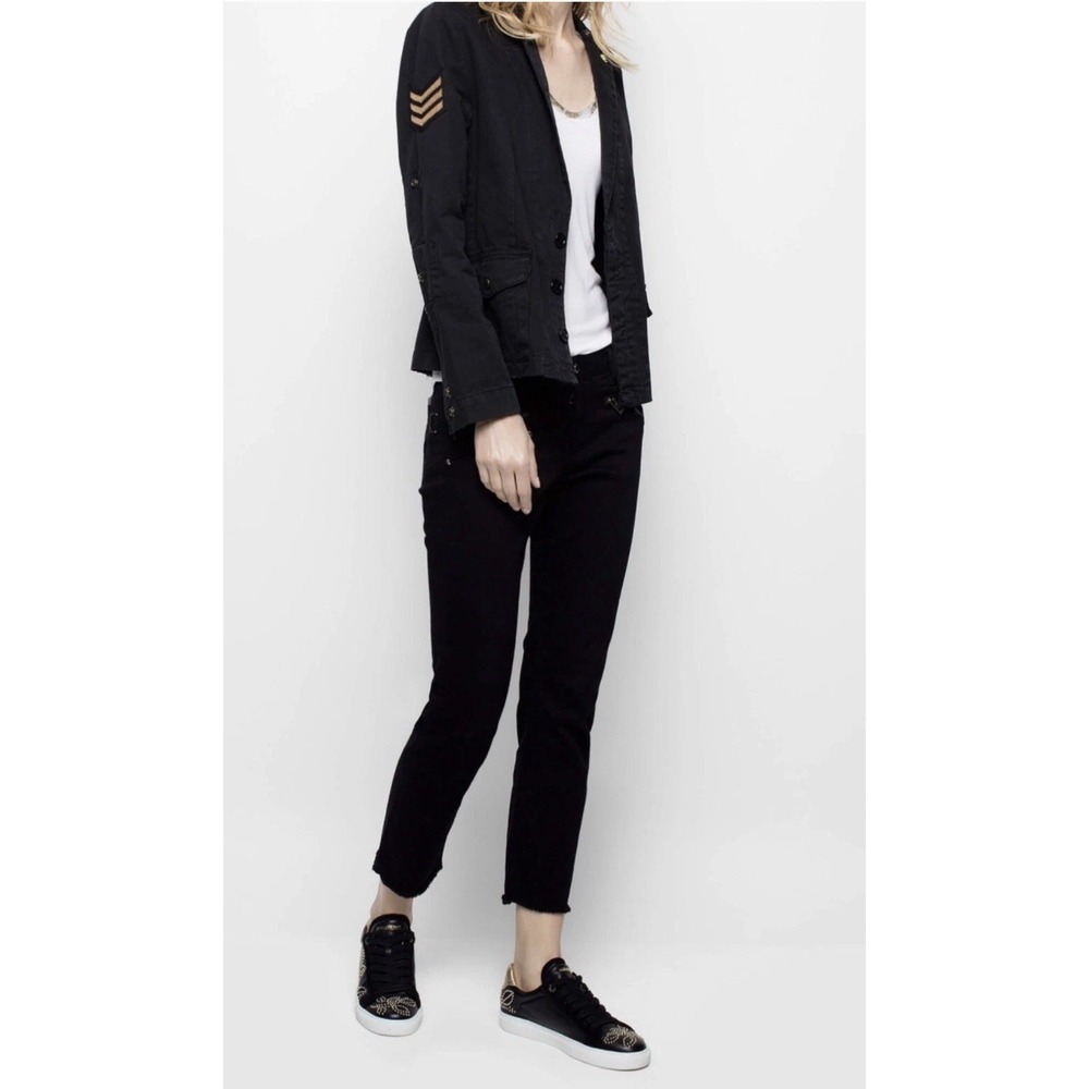Zadig & Voltaire Virginia Grunge Military Jacket SIZE 38 US 6 Black
